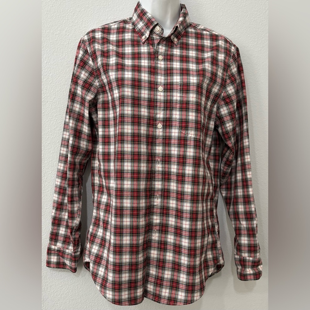 J.CREW mens long sleeve button down plaid dress shirt - XS